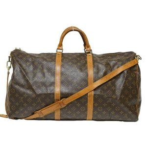 Auth Louis Vuitton Keepall 60 Bandouliere travel with strap unisex